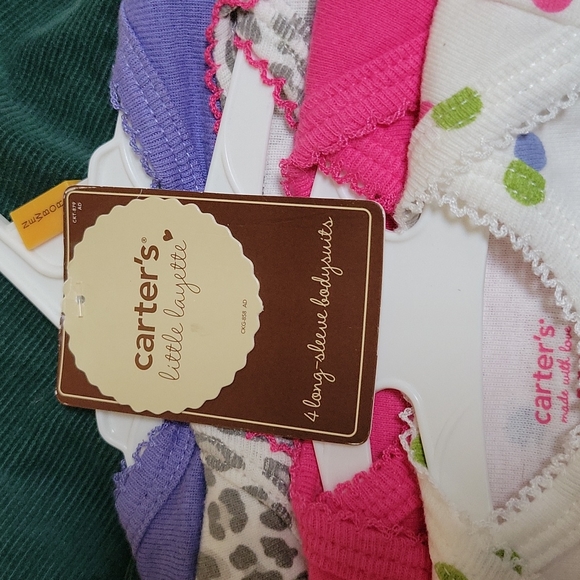 NWT Carter's Little Layette 4 long sleeved Bodysuits NB Newborn - Picture 3 of 7